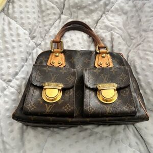 Louis Vuitton Brown and Gold Satchel with Monogram Pattern